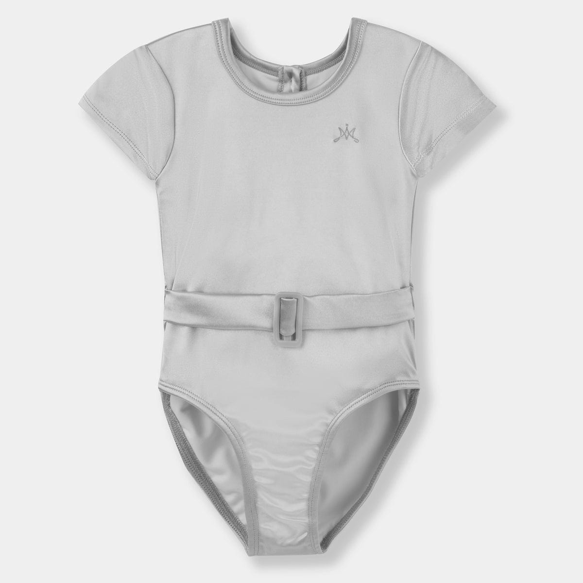 Girl in a silver metallic leotard in a dance studio, Mi Regalia