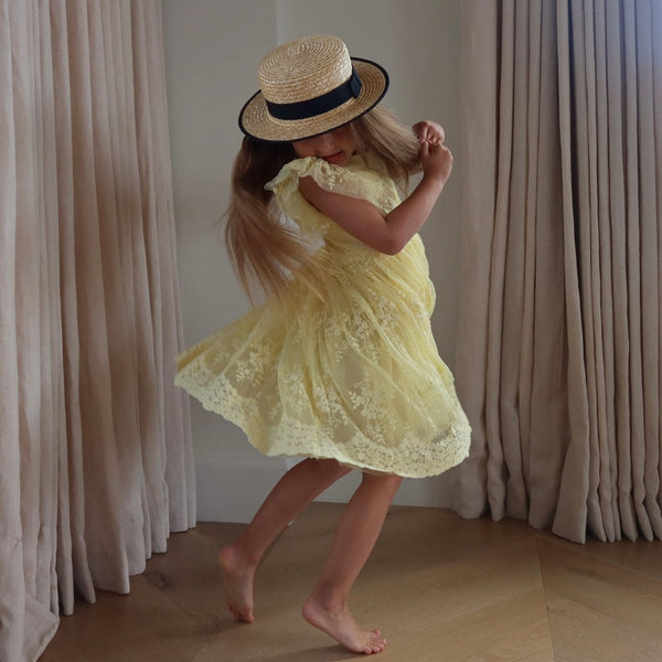 Tess Girls Dress Yellow: Bright & Cheerful Kids Dress