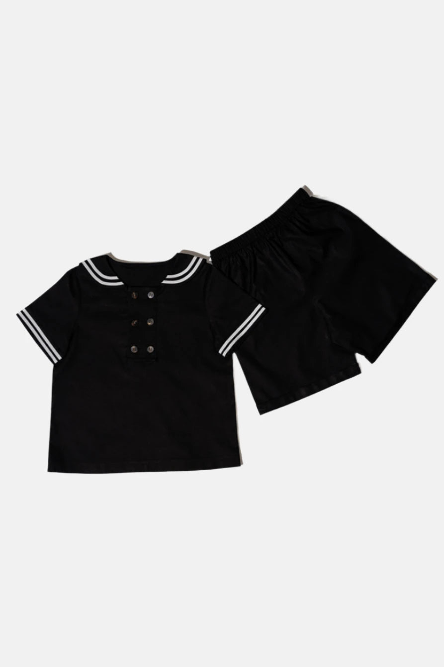 Langston shirt and shorts set Black