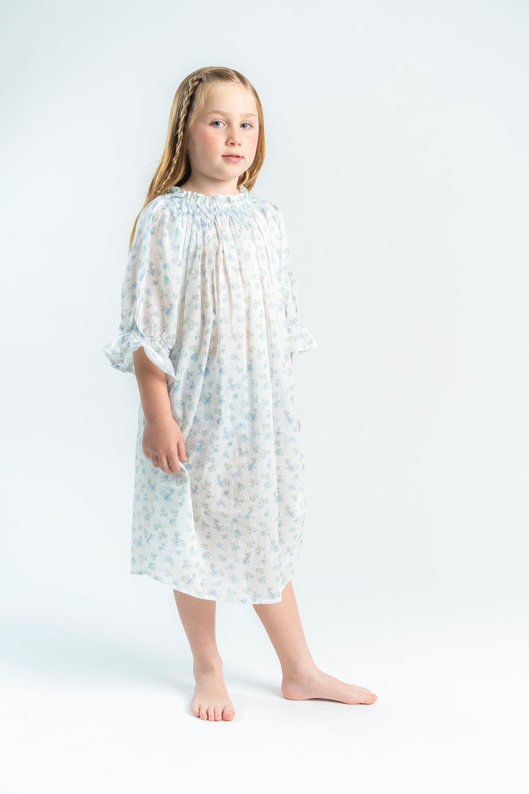 Lily Blue nightgown white floral