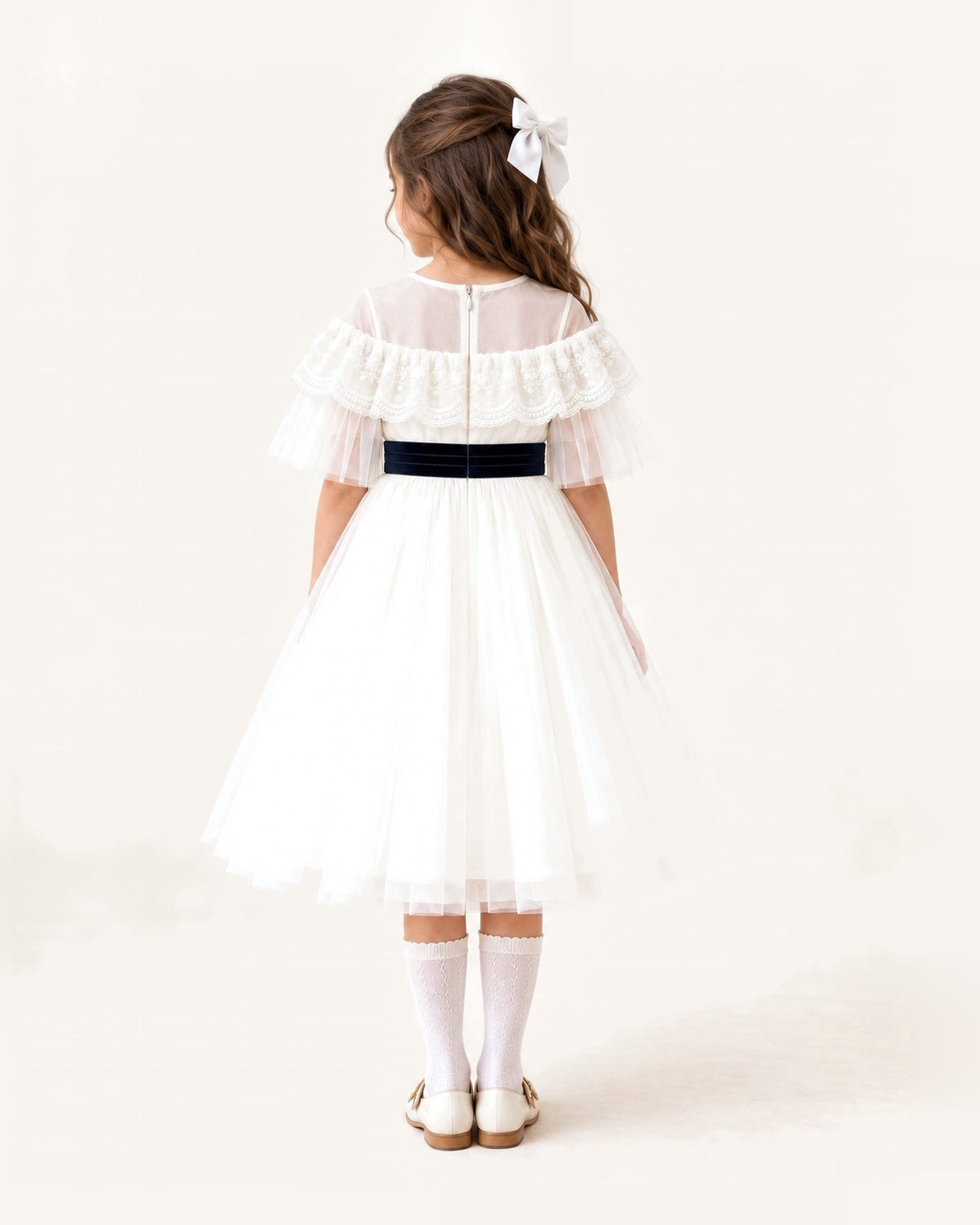 Mi Regalia Dresses Alice White Tulle and Lace Dress for Girls White Tulle Dress for Girls | Flower Girl & Communion