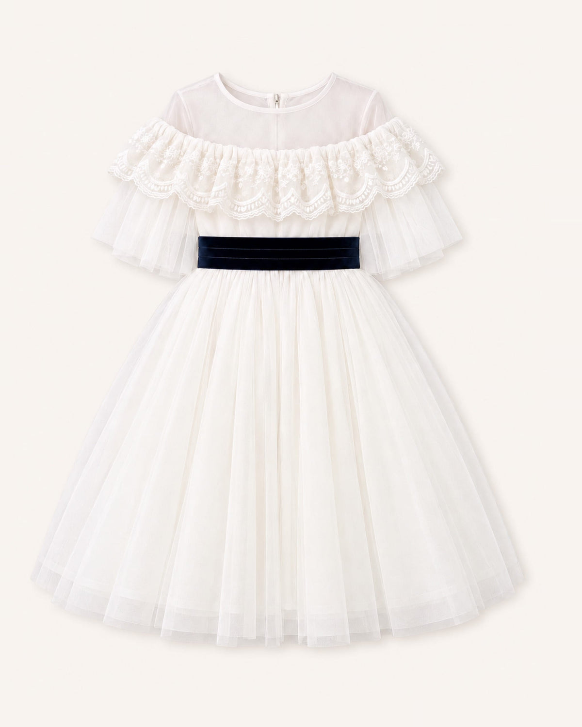 Mi Regalia Dresses Alice White Tulle and Lace Dress for Girls White Tulle Dress for Girls | Flower Girl & Communion