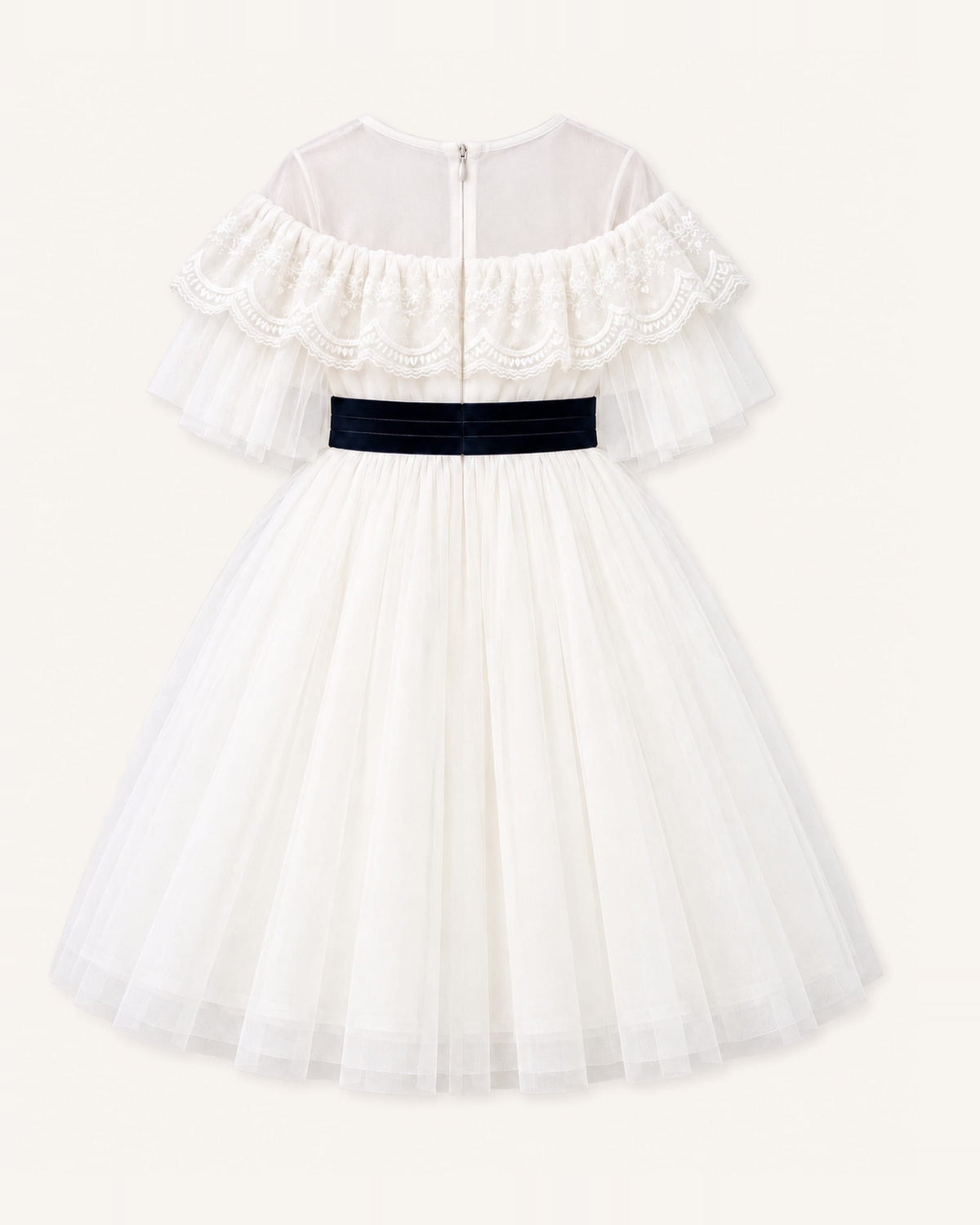 Mi Regalia Dresses Alice White Tulle and Lace Dress for Girls White Tulle Dress for Girls | Flower Girl & Communion