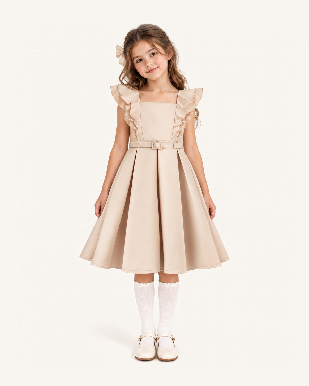 Mi Regalia Dresses Bella Stone Sleeveless Dress for Girls Neutral Sleeveless Dress for Girls | Mi Regalia