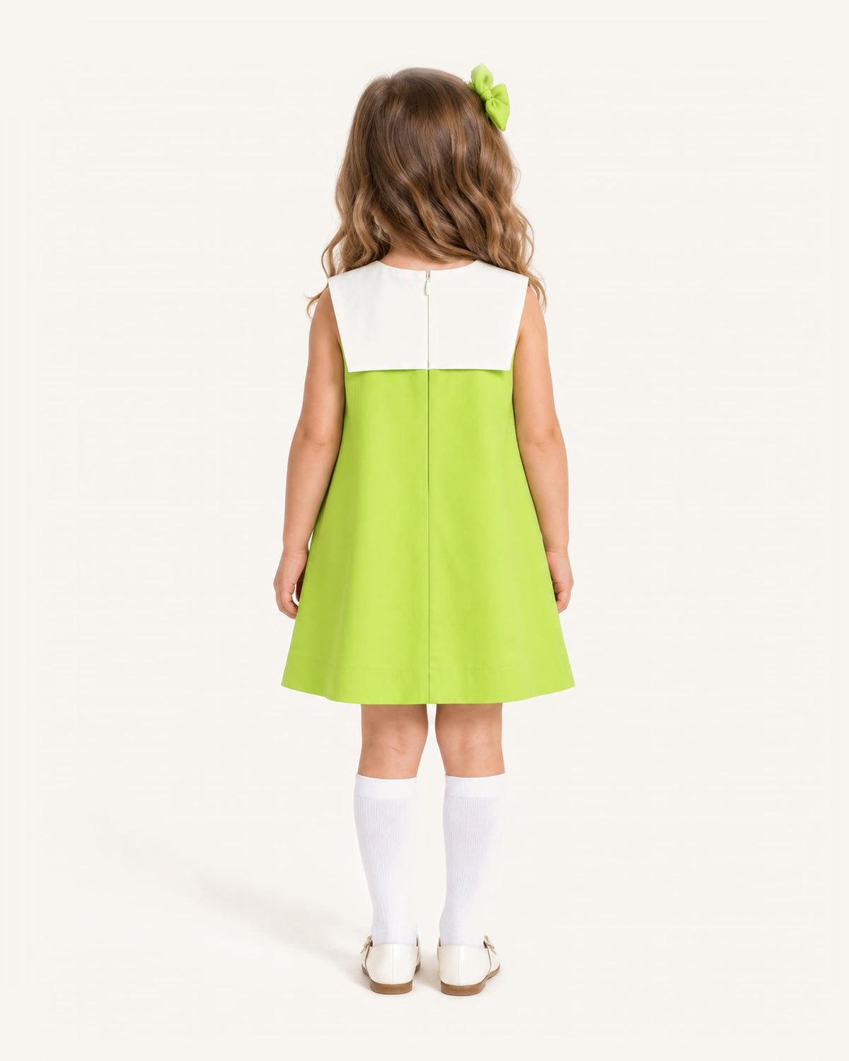 Mi Regalia Dresses Jane Lime Cotton Sailor Dress for Girls Lime Cotton Sailor Dress for Girls | Summer & Resort