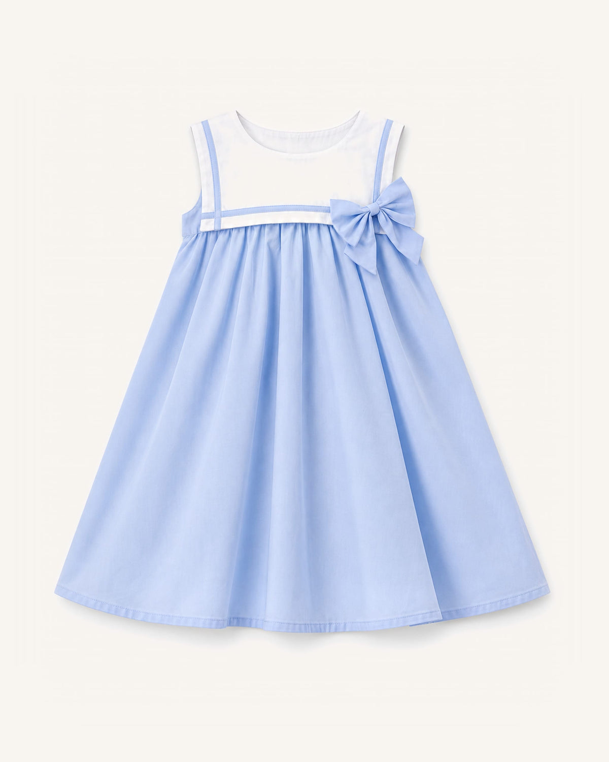Mi Regalia Dresses Juliet Blue Bib and Bow Dress for Girls Blue Bib Dress for Girls | Classic & Preppy Style