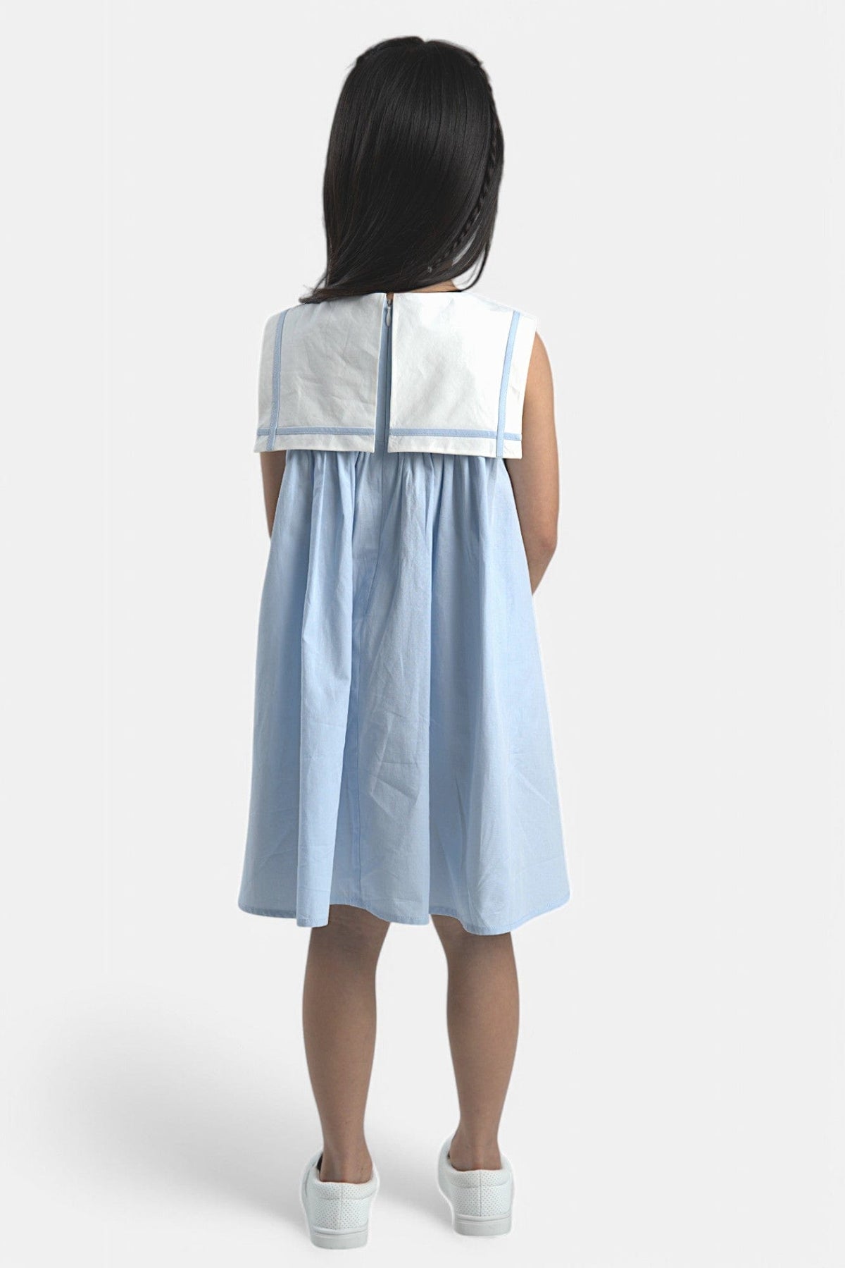 Mi Regalia Dresses Juliet Blue Bib &amp; Bow Dress Elegant Blue Juliet Kids Dress with White Bib &amp; Bow – MI REGALIA