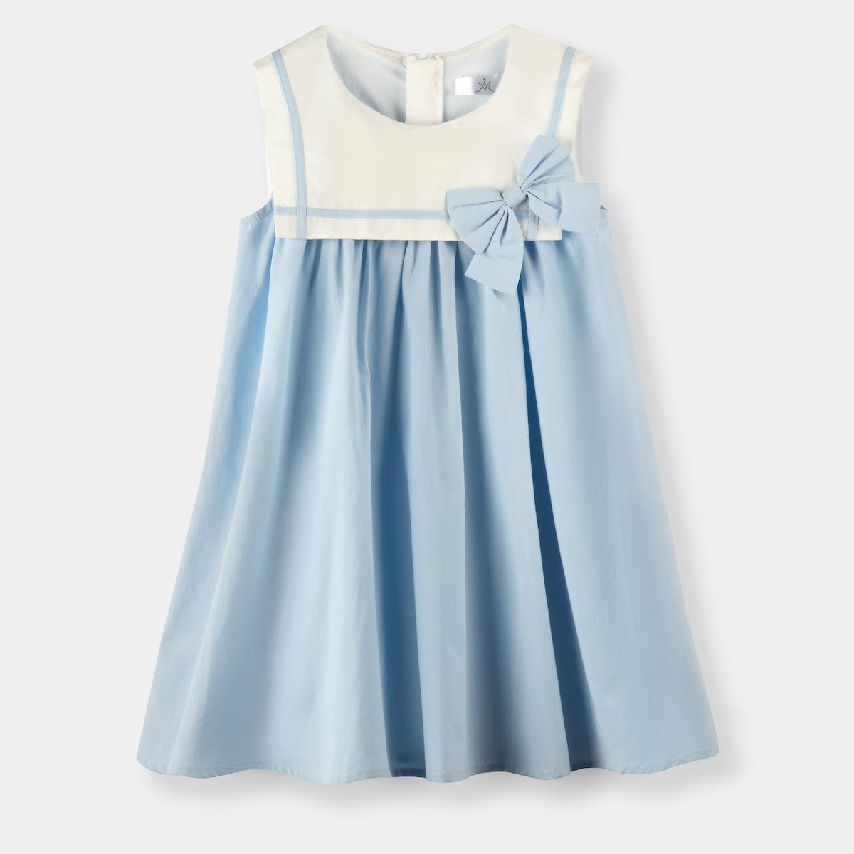 Mi Regalia Dresses Juliet Blue Bib &amp; Bow Dress Elegant Blue Juliet Kids Dress with White Bib &amp; Bow – MI REGALIA