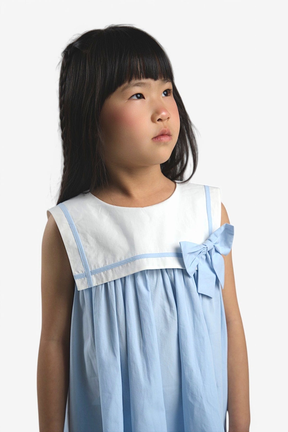 Mi Regalia Dresses Juliet Blue Bib &amp; Bow Dress Elegant Blue Juliet Kids Dress with White Bib &amp; Bow – MI REGALIA
