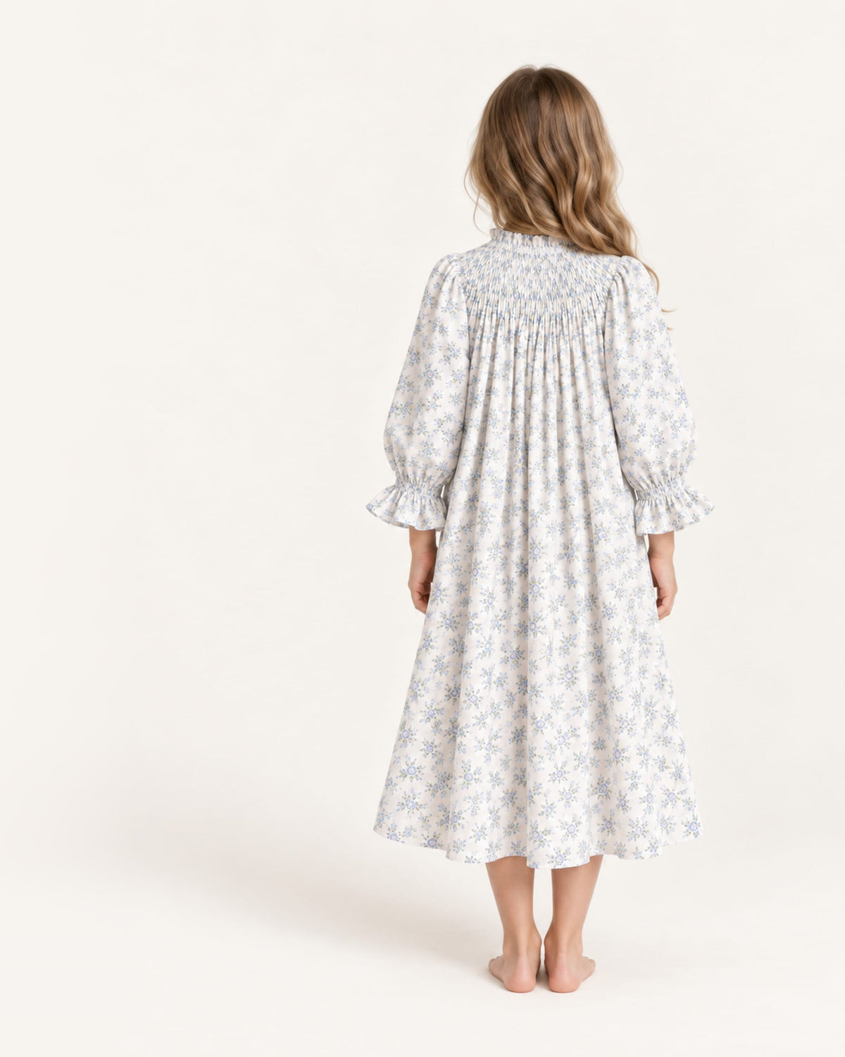 Mi Regalia Dresses Lily Blue Dress with White Floral Print Blue Floral Dress for Girls | Summer & Travel
