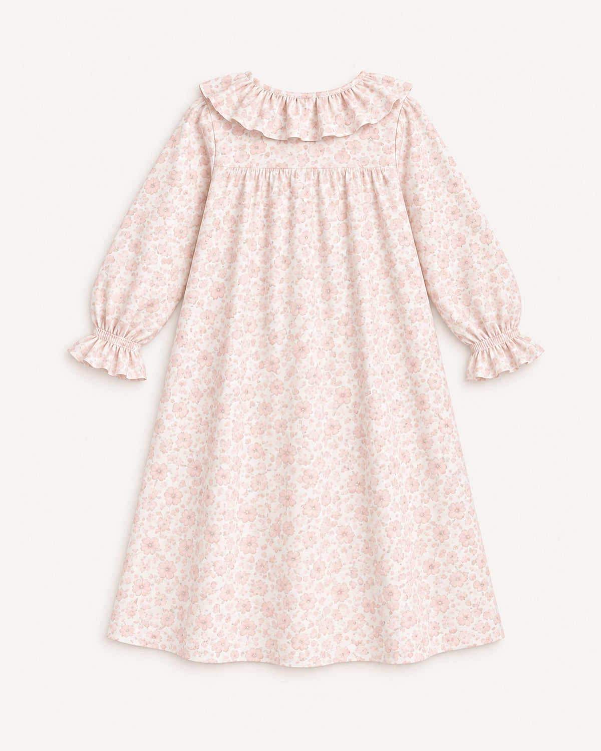 Mi Regalia Dresses Rose Blush and Cream Cotton Dress with Ruffles Rose Cotton Dress in Blush and Cream