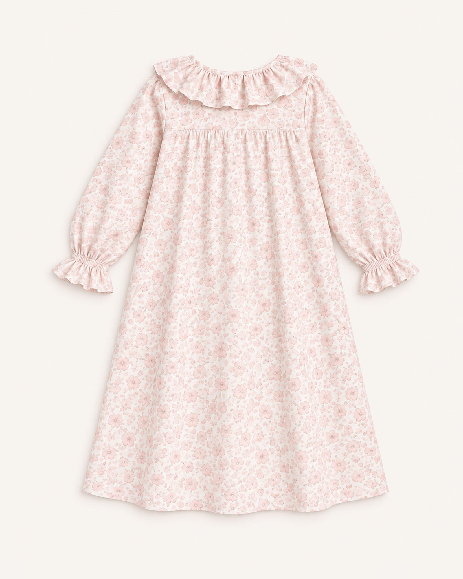 Mi Regalia Dresses Rose Blush and Cream Cotton Dress with Ruffles Rose Cotton Dress in Blush and Cream