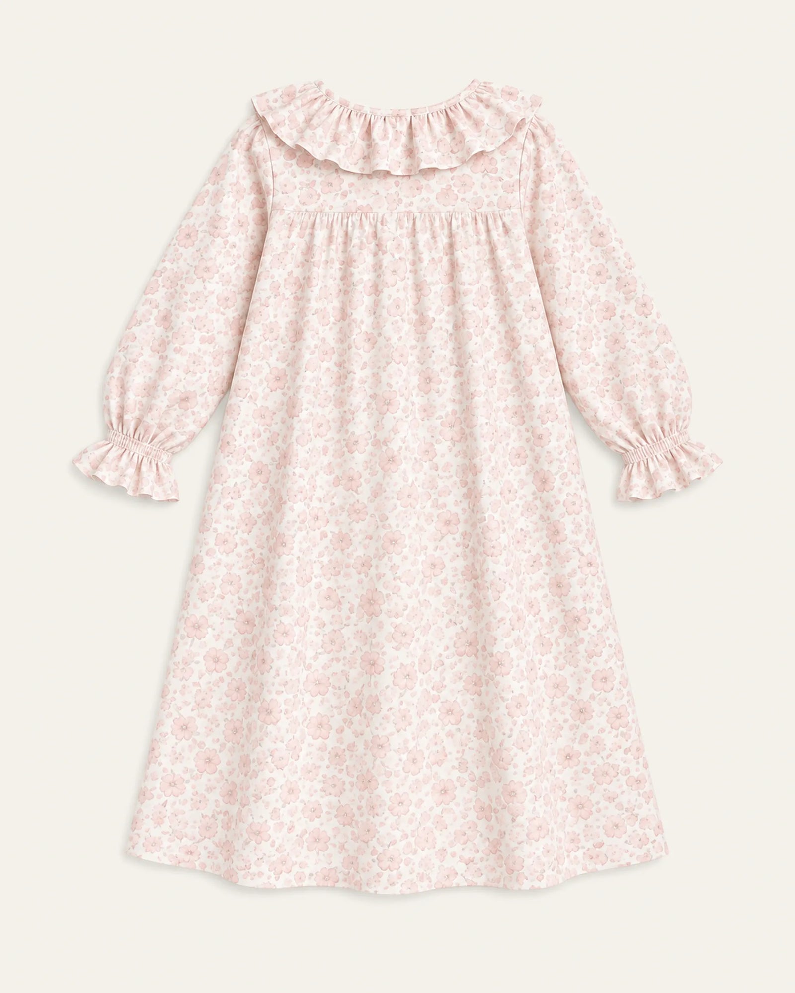 Mi Regalia Dresses Rose Blush and Cream Cotton Dress with Ruffles Rose Ruffle Collar Dress for Girls | At-Home Elegance