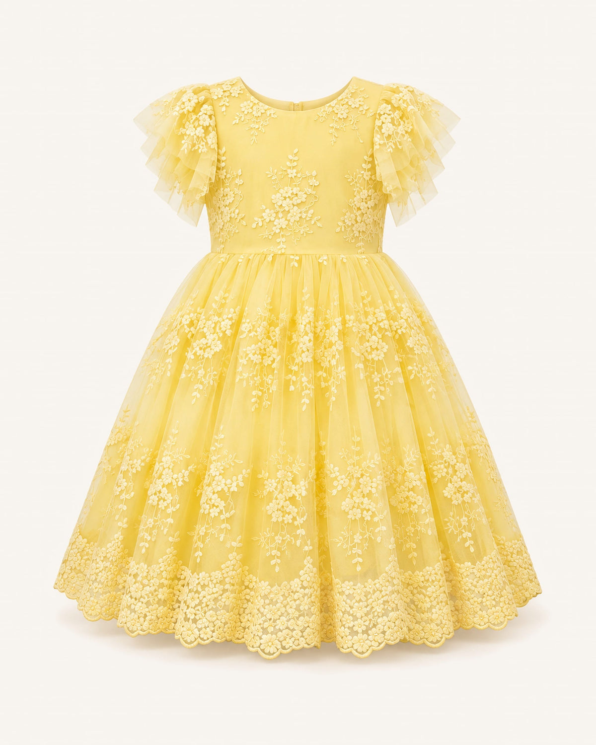 Mi Regalia Dresses Tess Yellow Lace Tea Dress for Girls Yellow Lace Dress for Girls | Easter & Tea Party