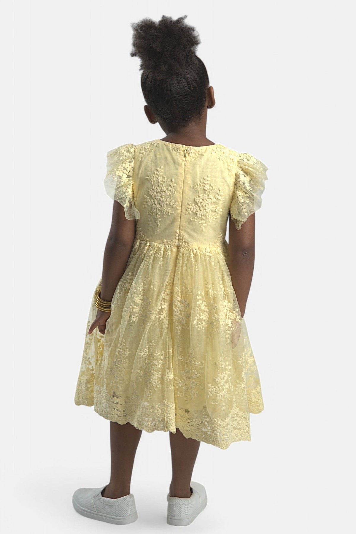 Mi Regalia Dresses Tess Yellow Lace Tea Dress Tess Girls Dress Yellow: Bright &amp; Cheerful Kids Dress | MI REGALIA