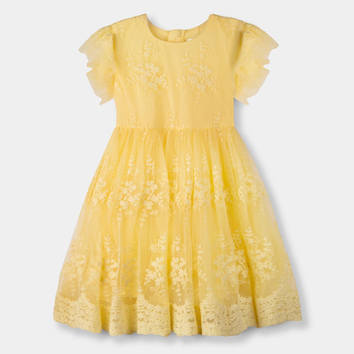 Mi Regalia Dresses Tess Yellow Lace Tea Dress Tess Girls Dress Yellow: Bright & Cheerful Kids Dress | MI REGALIA
