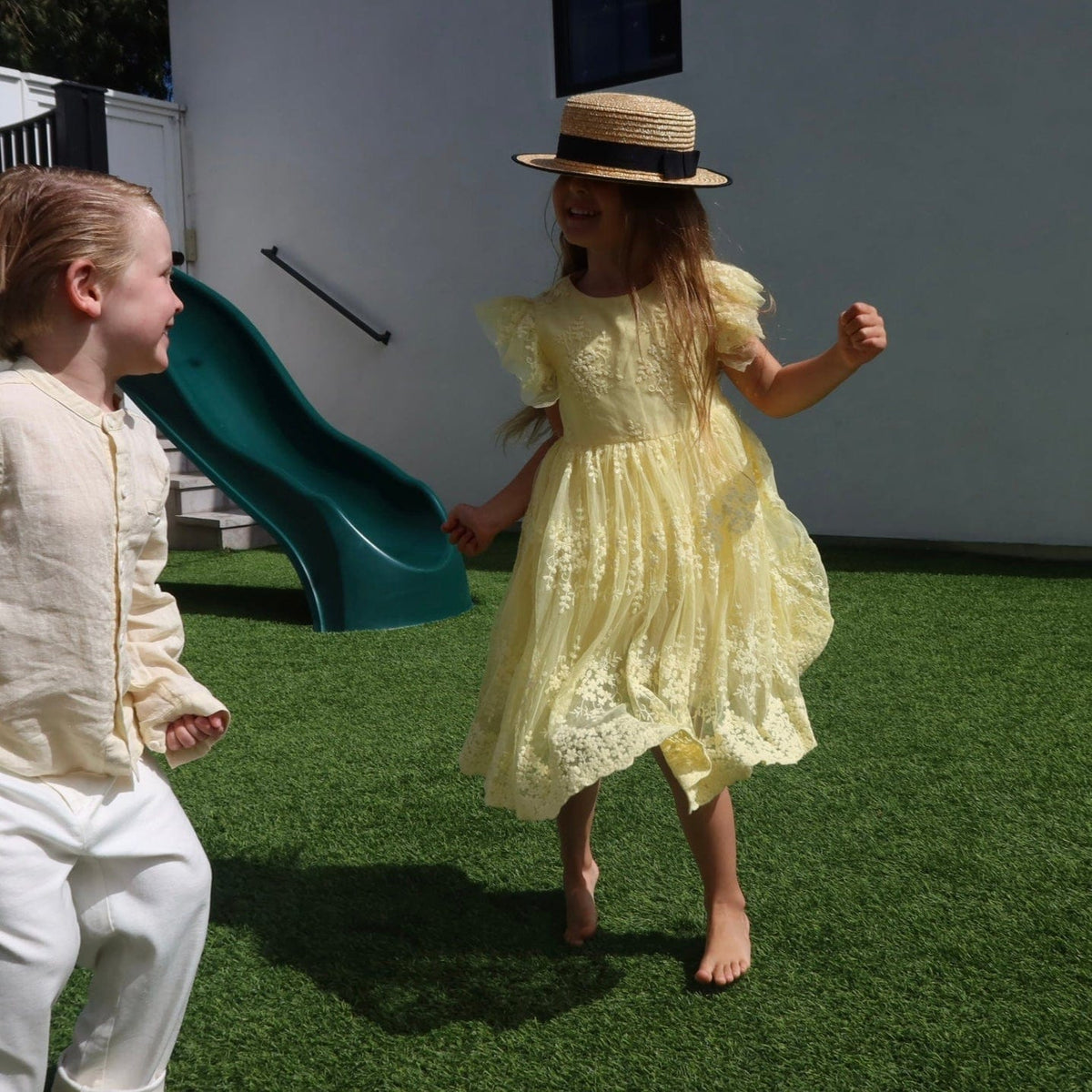 Mi Regalia Dresses Tess Yellow Lace Tea Dress Tess Girls Dress Yellow: Bright &amp; Cheerful Kids Dress | MI REGALIA