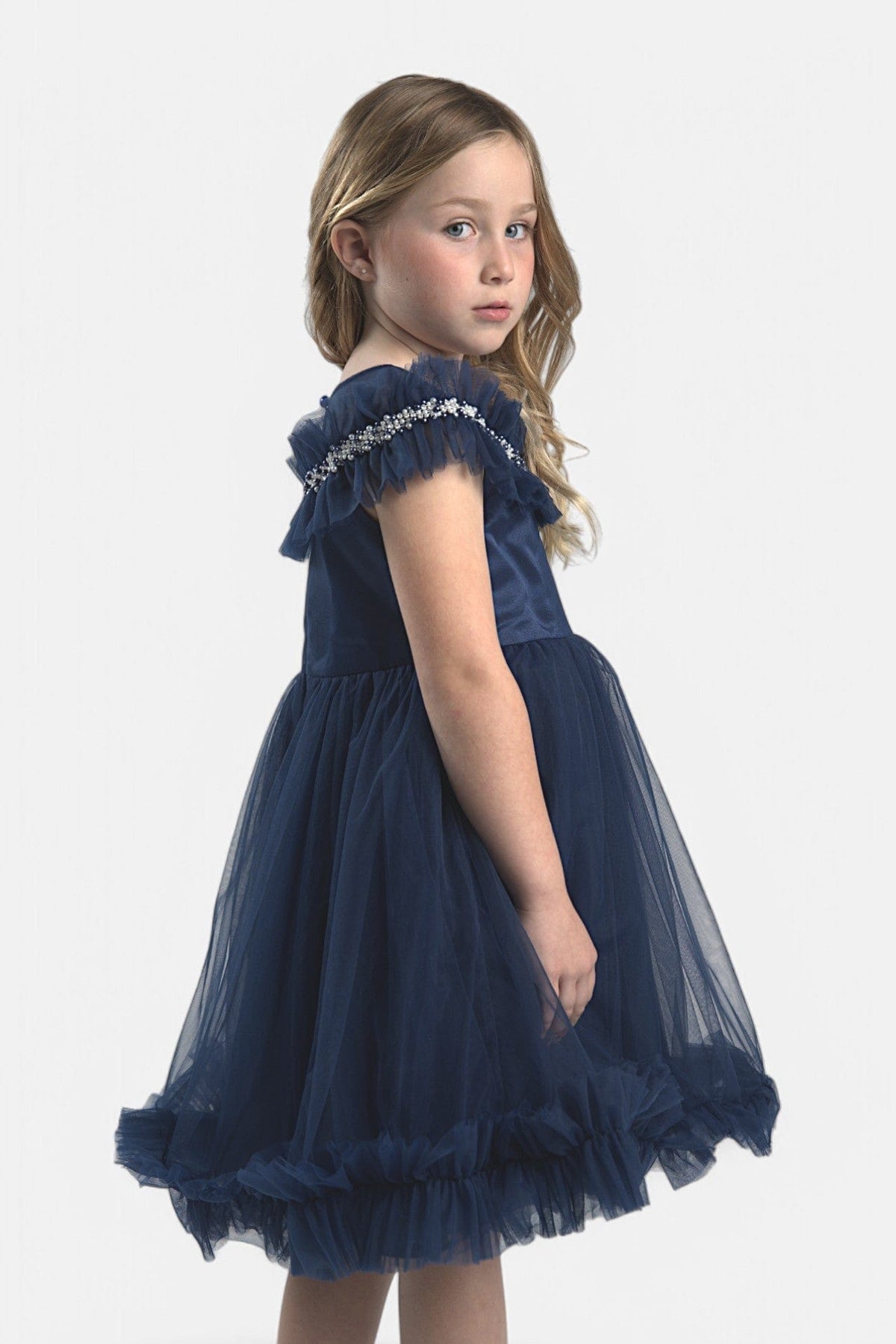 Mi Regalia Dresses Viola Blue Tulle Dress Viola Girls Dress Blue Tulle for Special Occasions Mi Regalia Kidswear