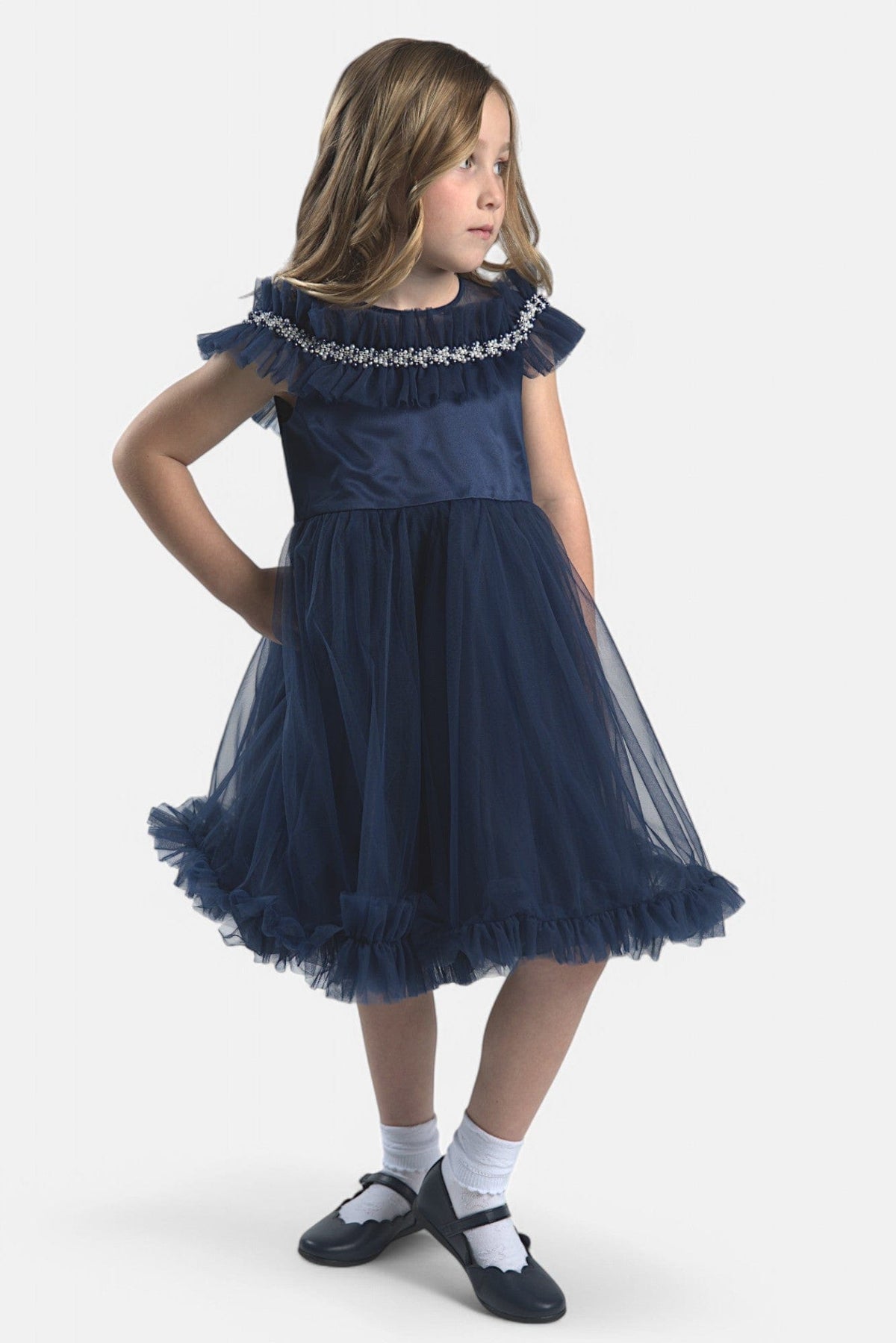 Mi Regalia Dresses Viola Blue Tulle Dress Viola Girls Dress Blue Tulle for Special Occasions Mi Regalia Kidswear