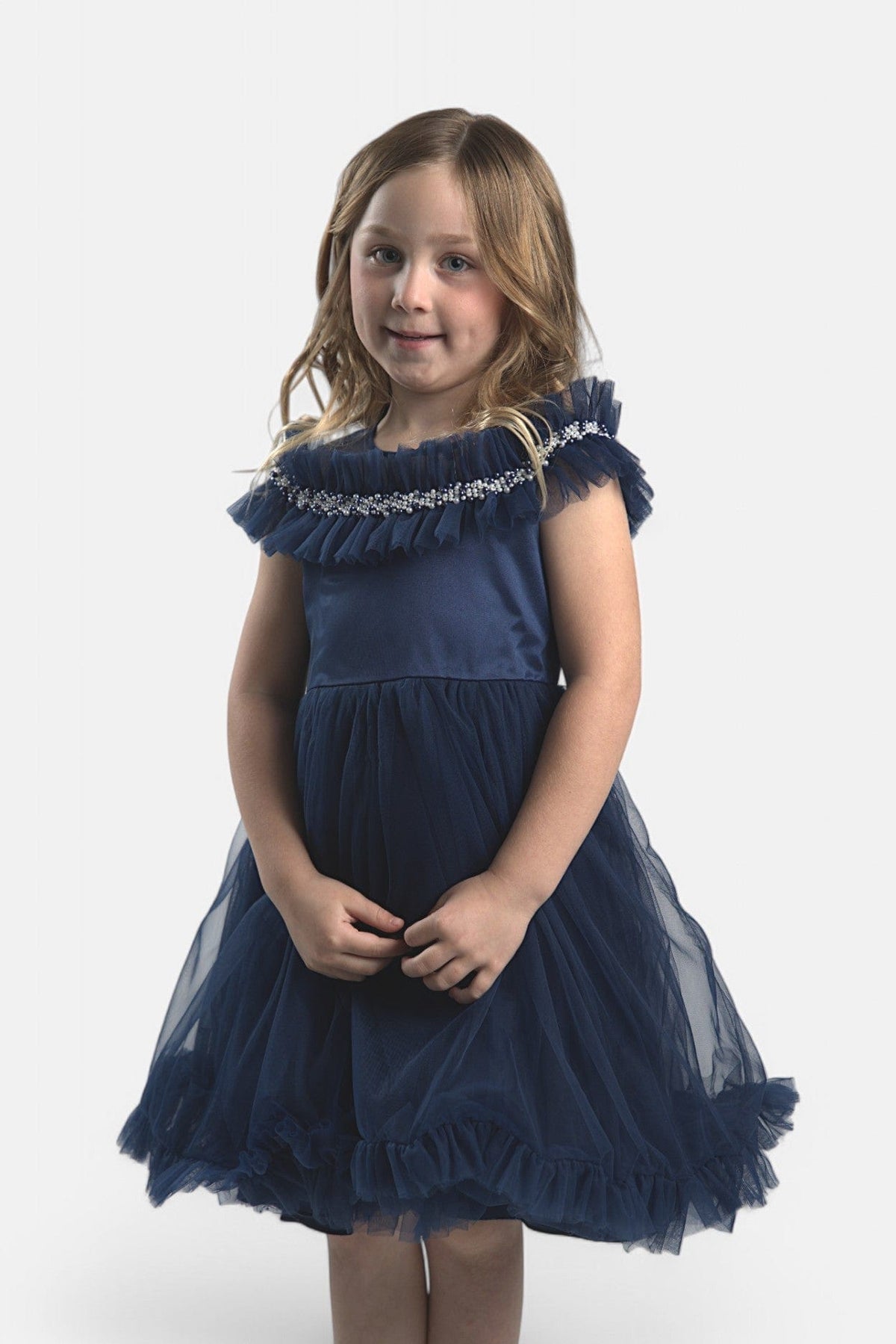Mi Regalia Dresses Viola Blue Tulle Dress Viola Girls Dress Blue Tulle for Special Occasions Mi Regalia Kidswear