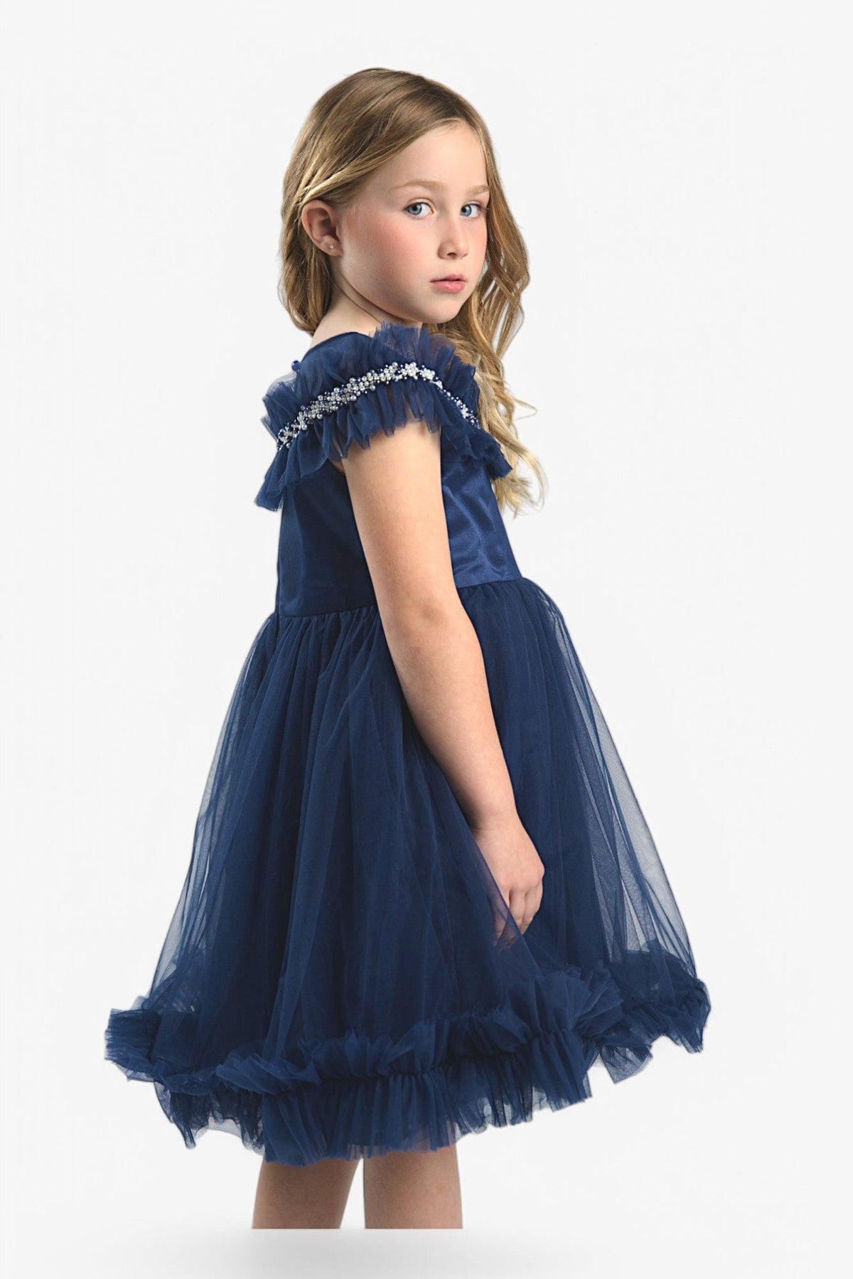 Mi Regalia Dresses Viola Blue Tulle Dress Viola Girls Dress Blue Tulle for Special Occasions Mi Regalia Kidswear