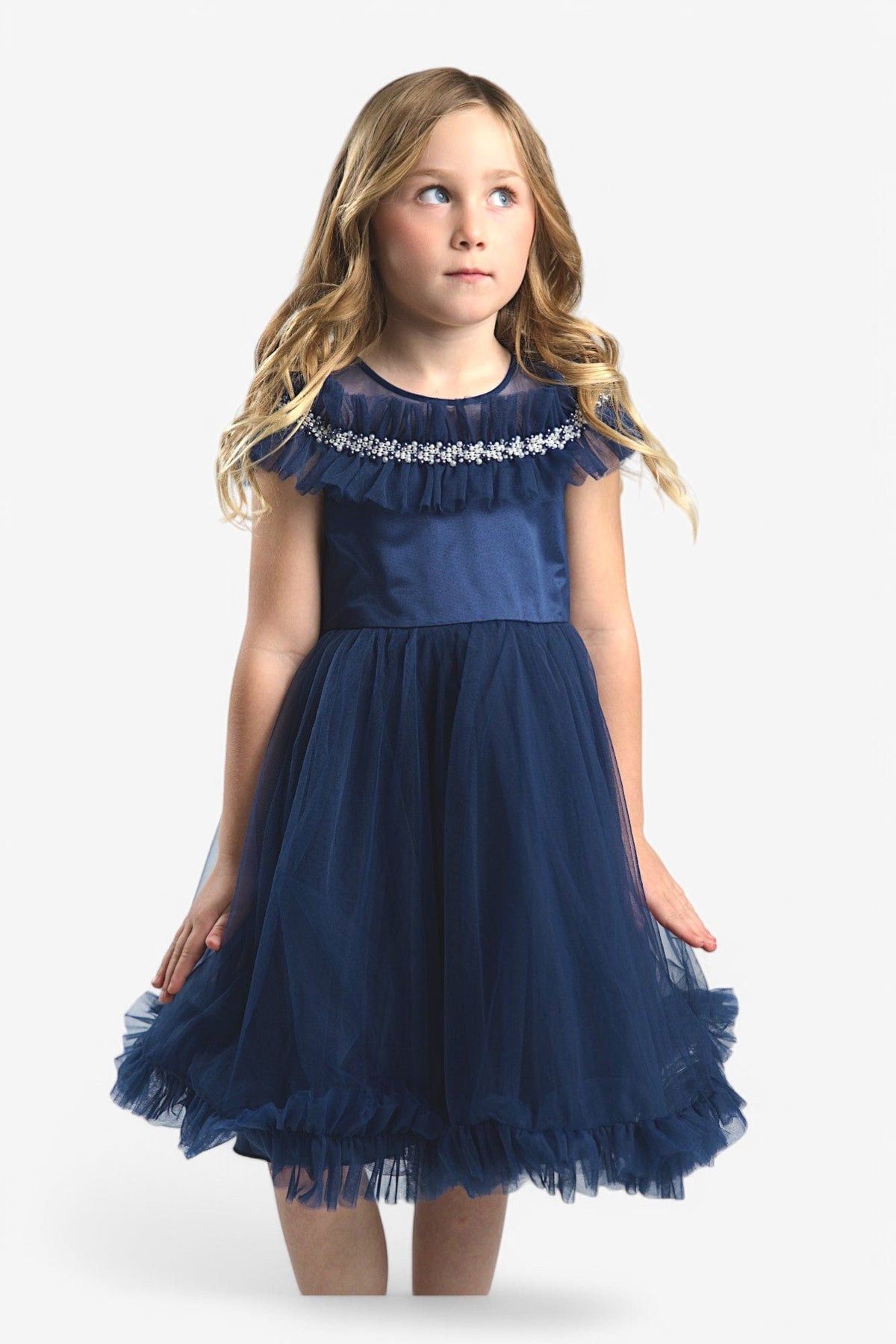 Mi Regalia Dresses Viola Blue Tulle Dress Viola Girls Dress Blue Tulle for Special Occasions Mi Regalia Kidswear