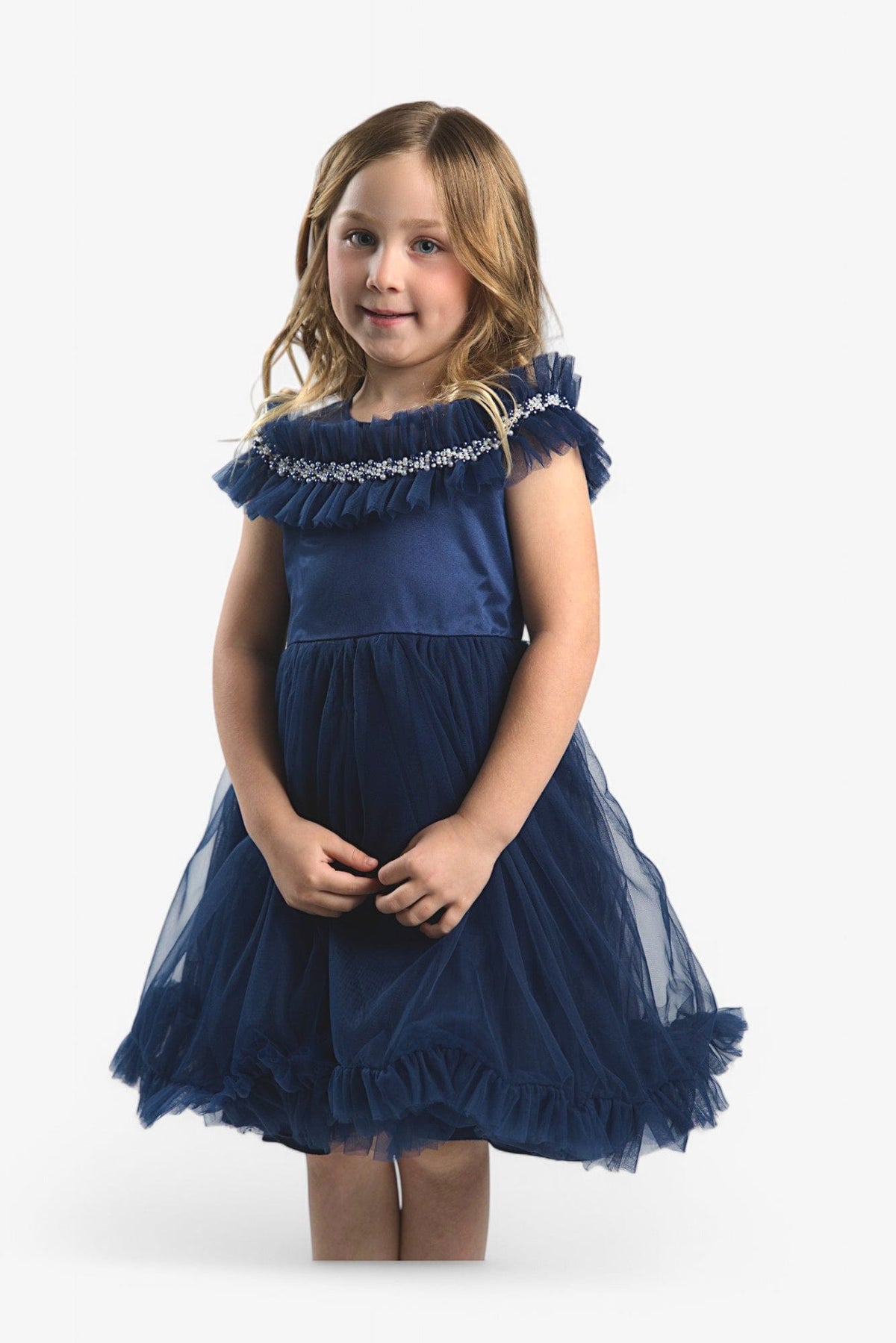 Mi Regalia Dresses Viola Blue Tulle Dress Viola Girls Dress Blue Tulle for Special Occasions Mi Regalia Kidswear