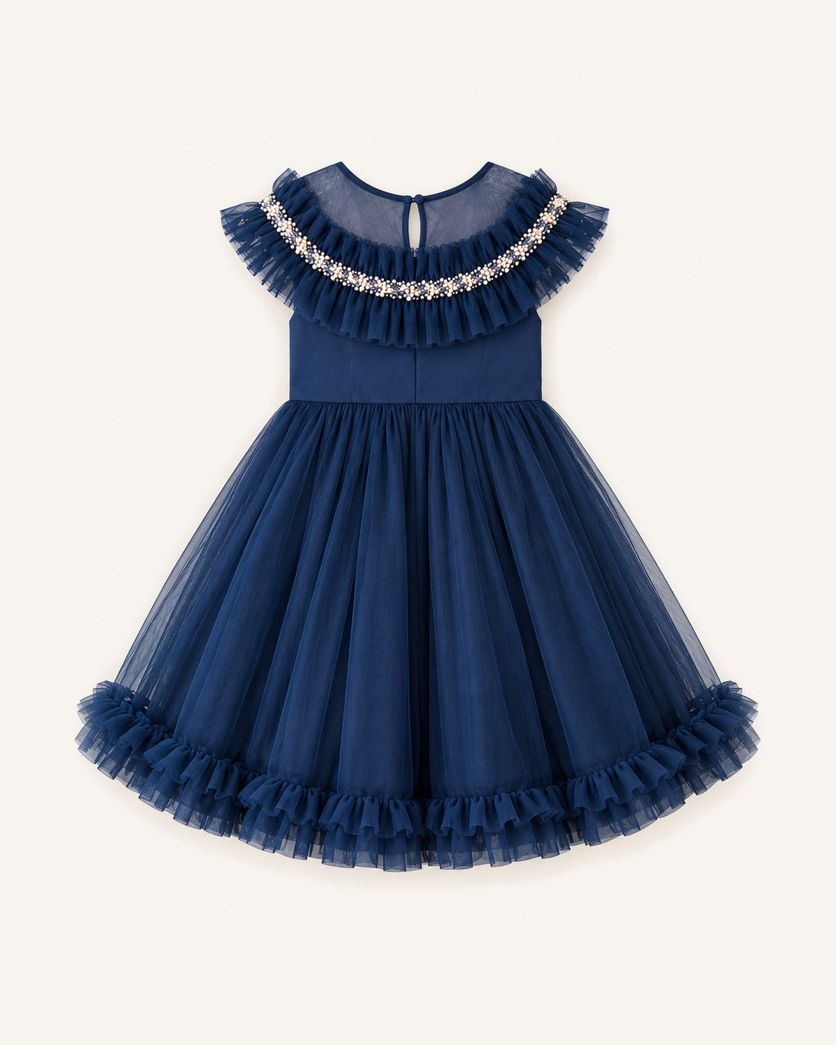 Mi Regalia Dresses Viola Navy Blue Tulle Occasion Dress for Girls Navy Tulle Dress for Girls | Winter Wedding & Party