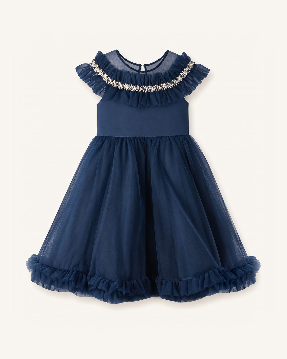 Mi Regalia Dresses Viola Navy Blue Tulle Occasion Dress for Girls Navy Tulle Dress for Girls | Winter Wedding & Party