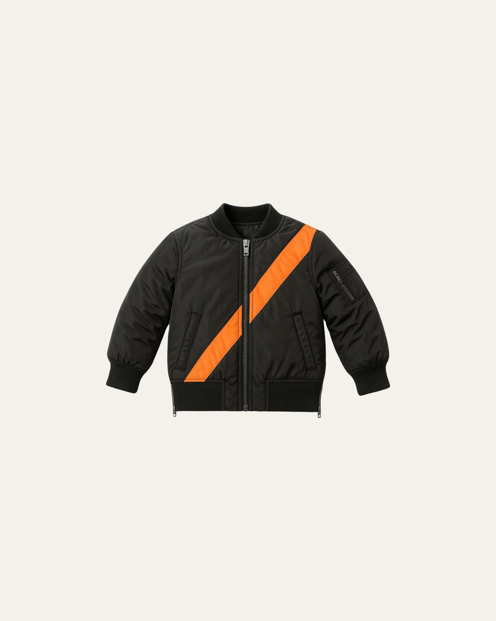 Mi Regalia Jacket Aiden Black Bomber Jacket Aiden Black Bomber Jacket for Kids | Orange Stripe