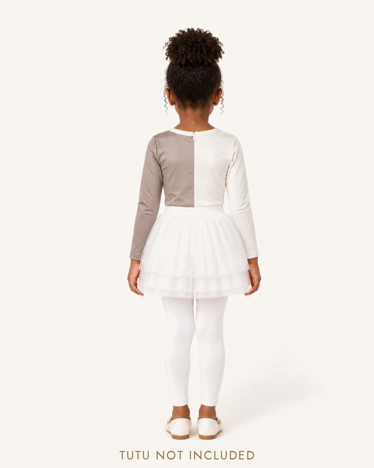 Mi Regalia Leotards Eleanor Gray and Cream Leotard for Girls Grey Leotard for Girls | Neutral Dancewear | Mi Regalia