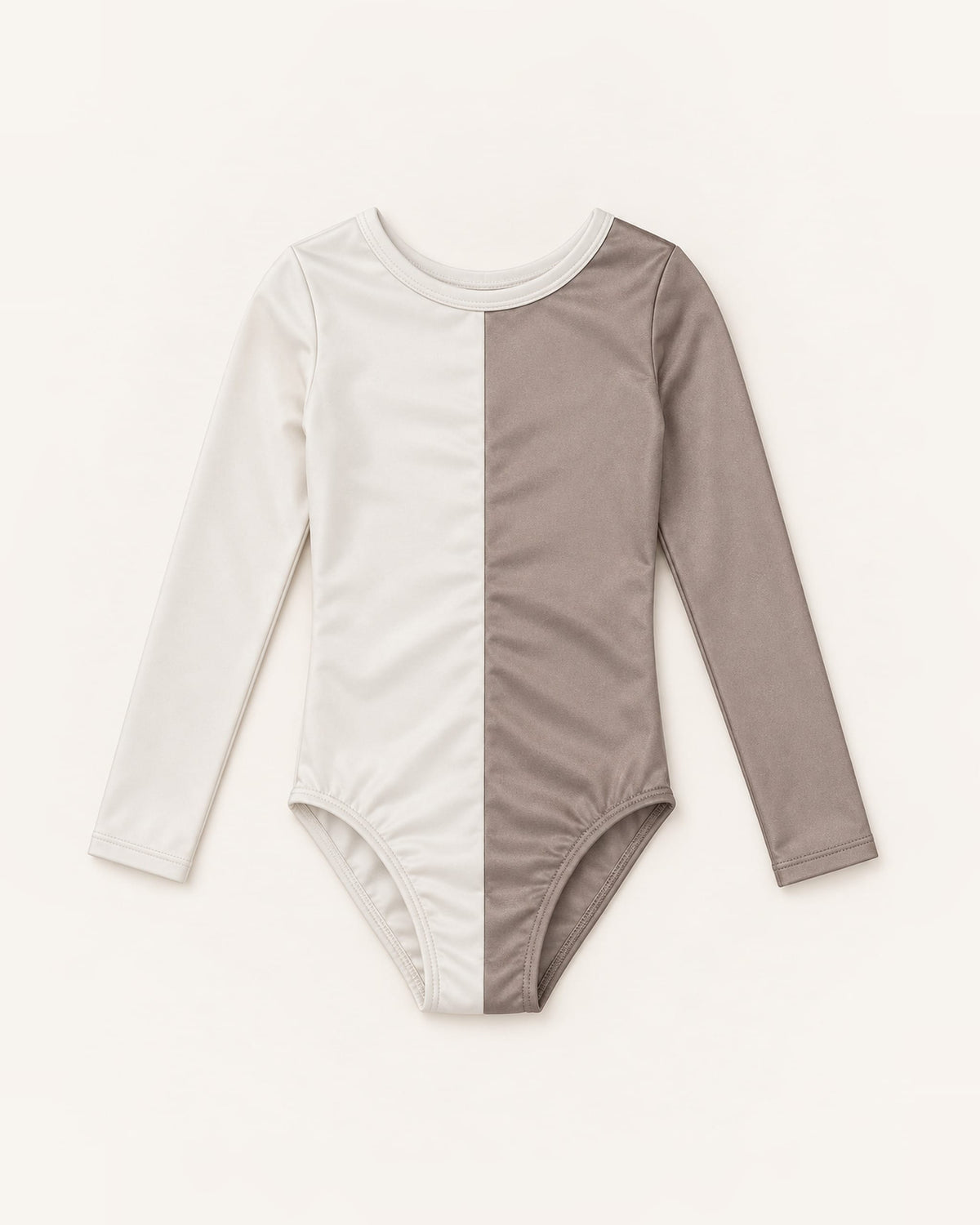 Mi Regalia Leotards Eleanor Gray and Cream Leotard for Girls Grey Leotard for Girls | Neutral Dancewear | Mi Regalia