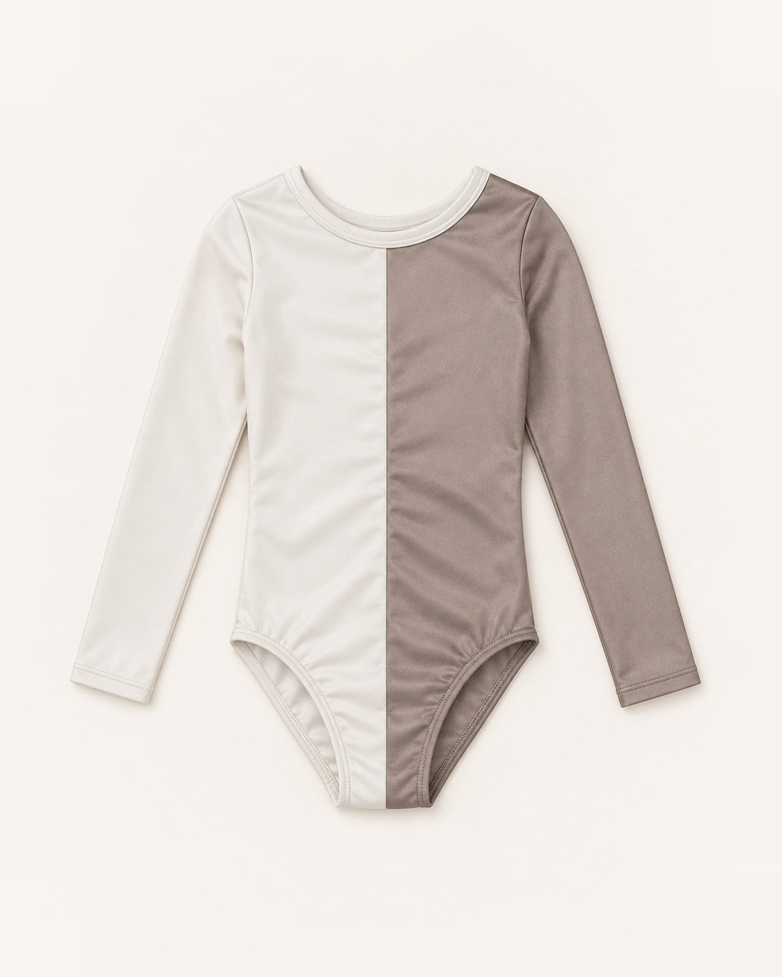 Mi Regalia Leotards Eleanor Gray and Cream Leotard for Girls Grey Leotard for Girls | Neutral Dancewear | Mi Regalia