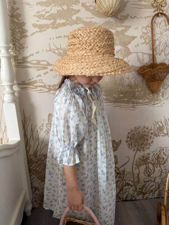 Mi Regalia Loungewear Lily Blue Cotton Loungewear Dress – Luxury Kids Lounge Dress with White Floral Print Lily Blue Cotton Loungewear Dress | Luxury Kids Floral Lounge Dress