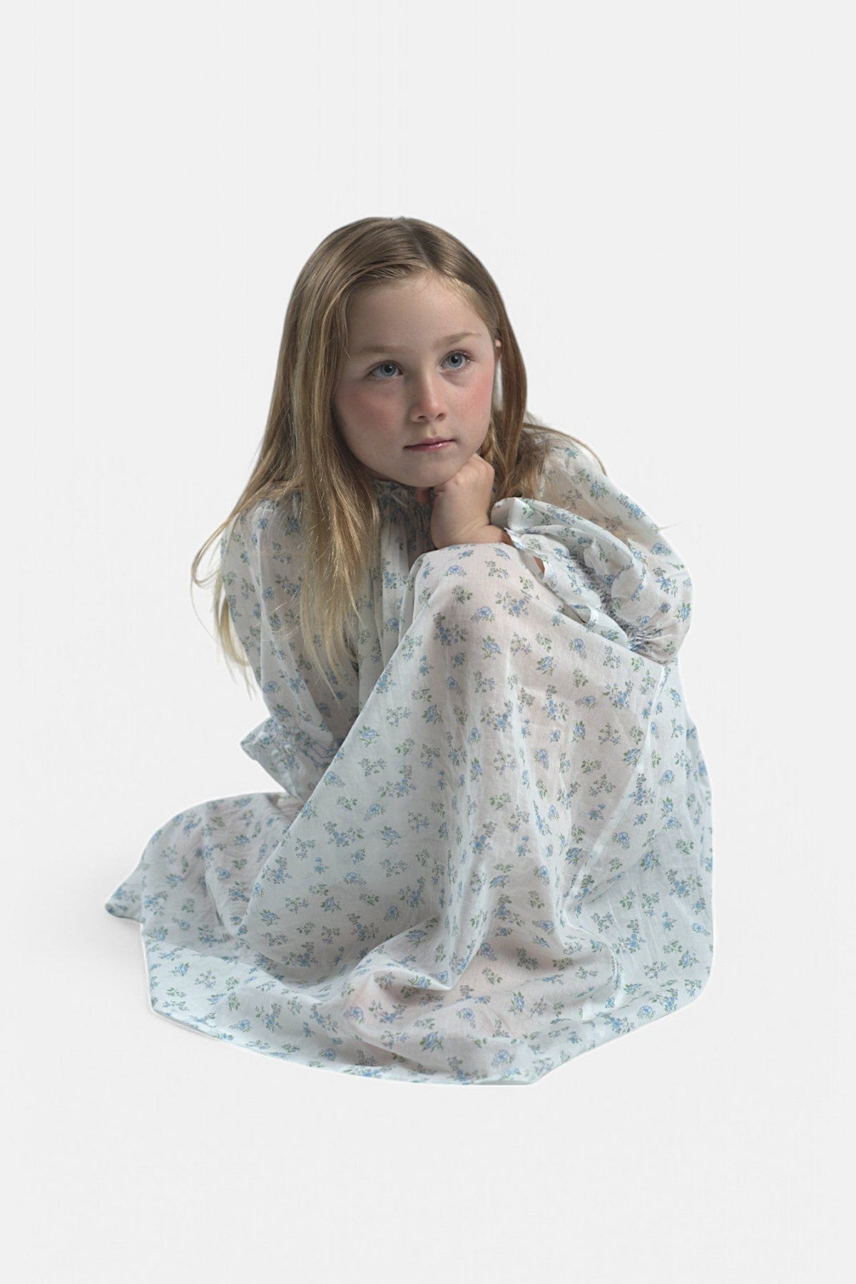 Mi Regalia Nightgowns Lily White Floral Cotton Nightgown Charming Lily Blue Nightgown White Floral | MI REGALIA