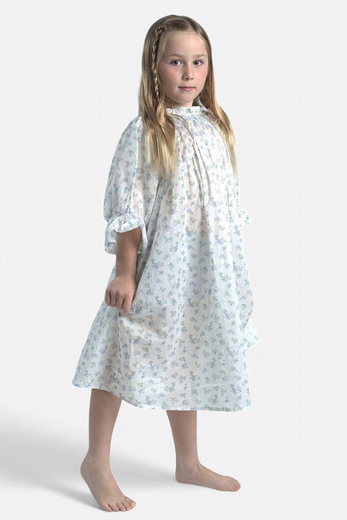 Mi Regalia Nightgowns Lily White Floral Cotton Nightgown Charming Lily Blue Nightgown White Floral | MI REGALIA