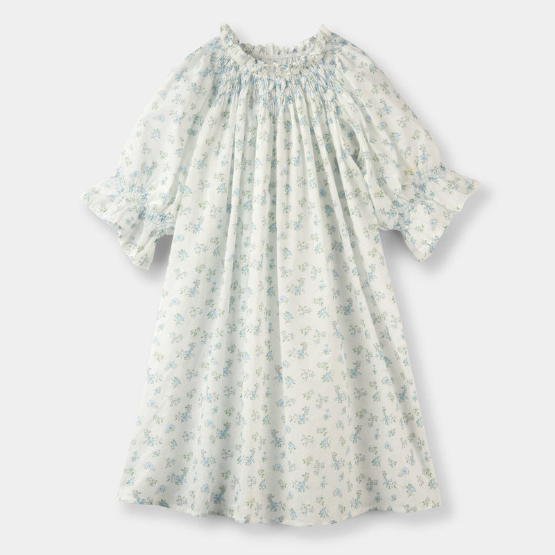 Mi Regalia Nightgowns Lily White Floral Cotton Nightgown Charming Lily Blue Nightgown White Floral | MI REGALIA