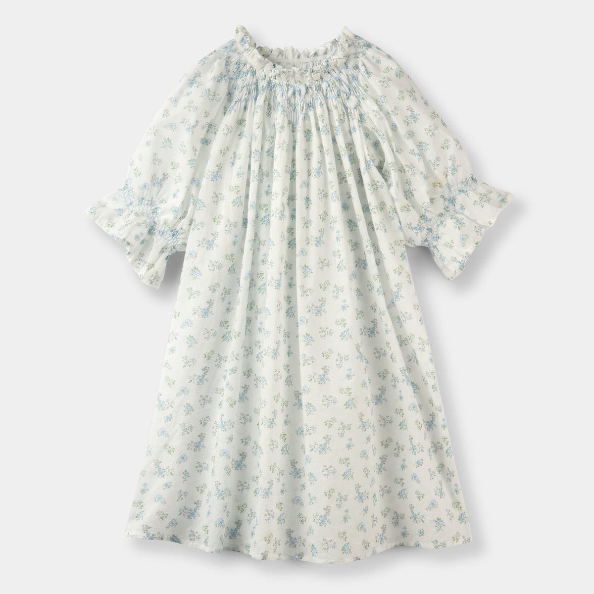 Mi Regalia Nightgowns Lily White Floral Cotton Nightgown Charming Lily Blue Nightgown White Floral | MI REGALIA