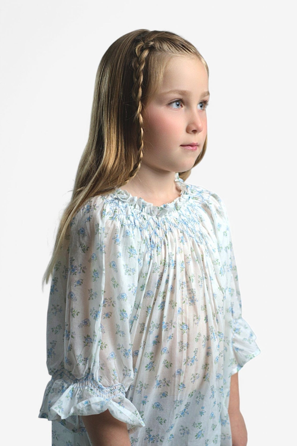 Mi Regalia Nightgowns Lily White Floral Cotton Nightgown Charming Lily Blue Nightgown White Floral | MI REGALIA