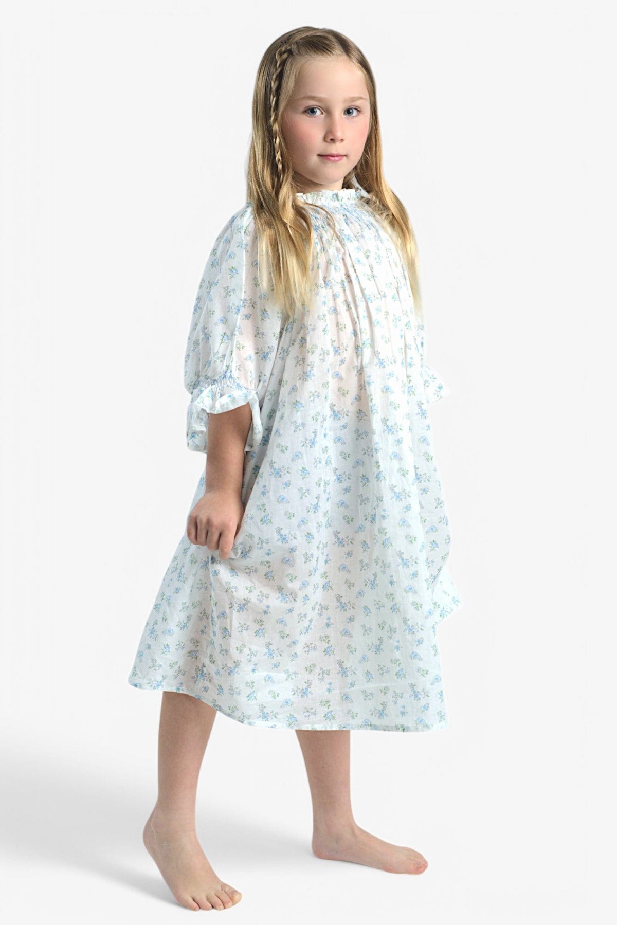Mi Regalia Nightgowns Lily White Floral Cotton Nightgown Charming Lily Blue Nightgown White Floral | MI REGALIA