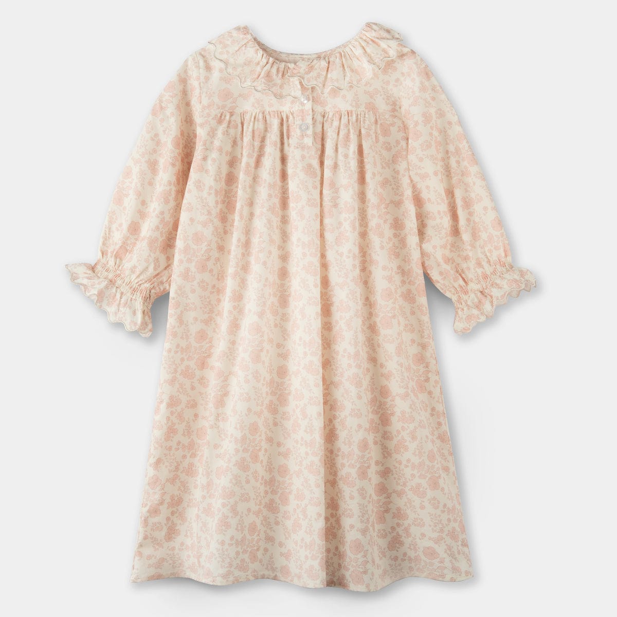 Mi Regalia Nightgowns Rose Blush &amp; Cream Cotton Nightgown Rose Girls Nightgown Blush &amp; Cream for Kids | Mi Regalia