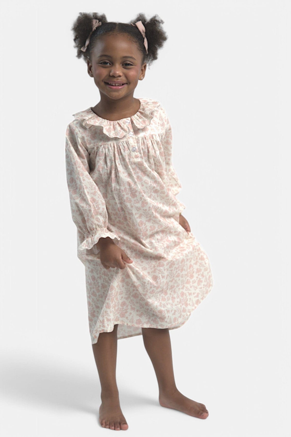 Mi Regalia Nightgowns Rose Blush &amp; Cream Cotton Nightgown Rose Girls Nightgown Blush &amp; Cream for Kids | Mi Regalia