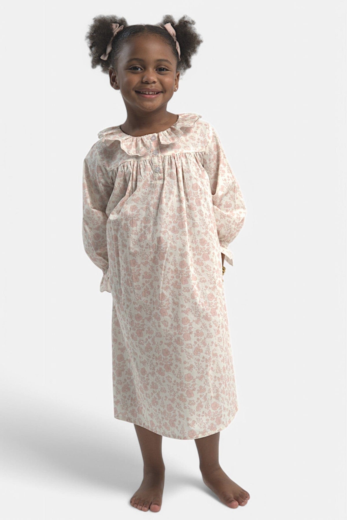 Mi Regalia Nightgowns Rose Blush &amp; Cream Cotton Nightgown Rose Girls Nightgown Blush &amp; Cream for Kids | Mi Regalia