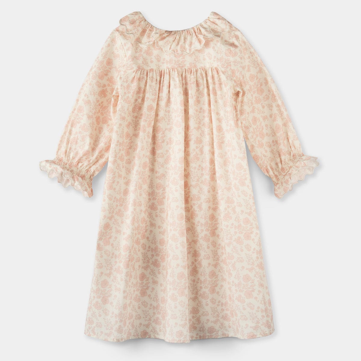 Rose Cotton Loungewear Dress | Luxury Kids Ruffle Lounge Dress 5T / Blush & Cream Rose Cotton Loungewear Dress | Luxury Kids Ruffle Lounge Dress 5T / Blush & Cream