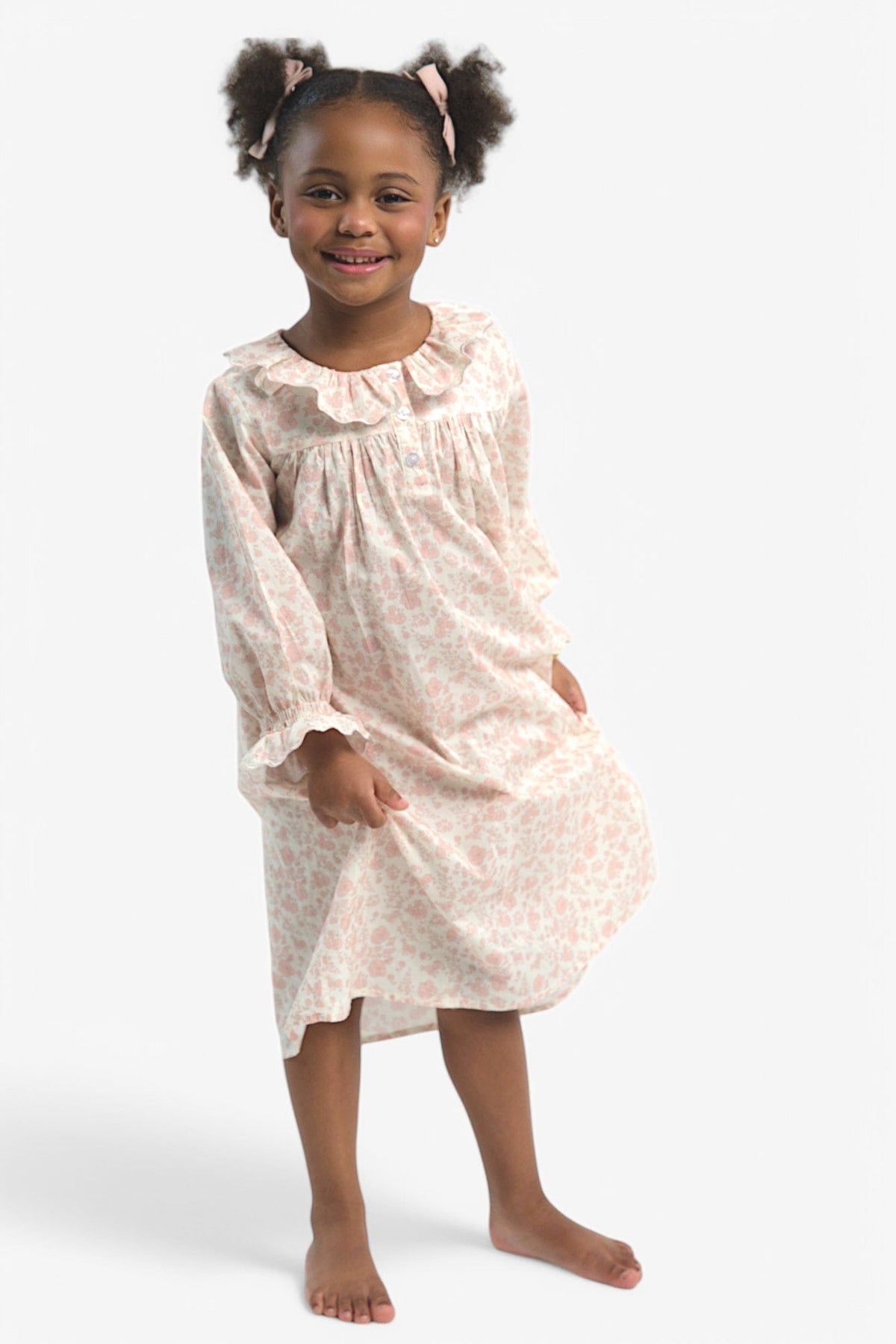 Mi Regalia Nightgowns Rose Blush &amp; Cream Cotton Nightgown Rose Girls Nightgown Blush &amp; Cream for Kids | Mi Regalia