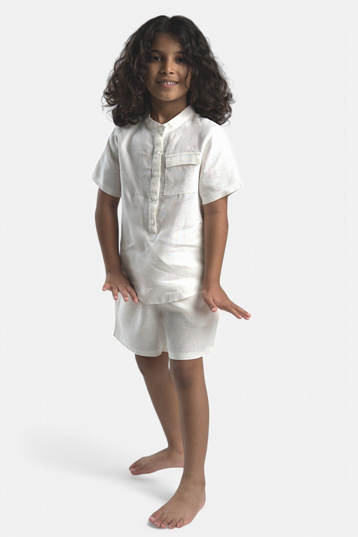 Mi Regalia Pajamas Dewey Cream Ultra-Soft Linen Pajama Set Dewey Kids Pajamas Cream - Cozy Linen Kids Sleepwear | MI REGALIA