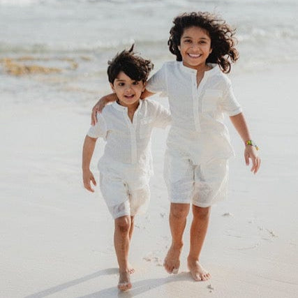 Mi Regalia Pajamas Dewey Cream Ultra-Soft Linen Pajama Set Dewey Kids Pajamas Cream - Cozy Linen Kids Sleepwear | MI REGALIA