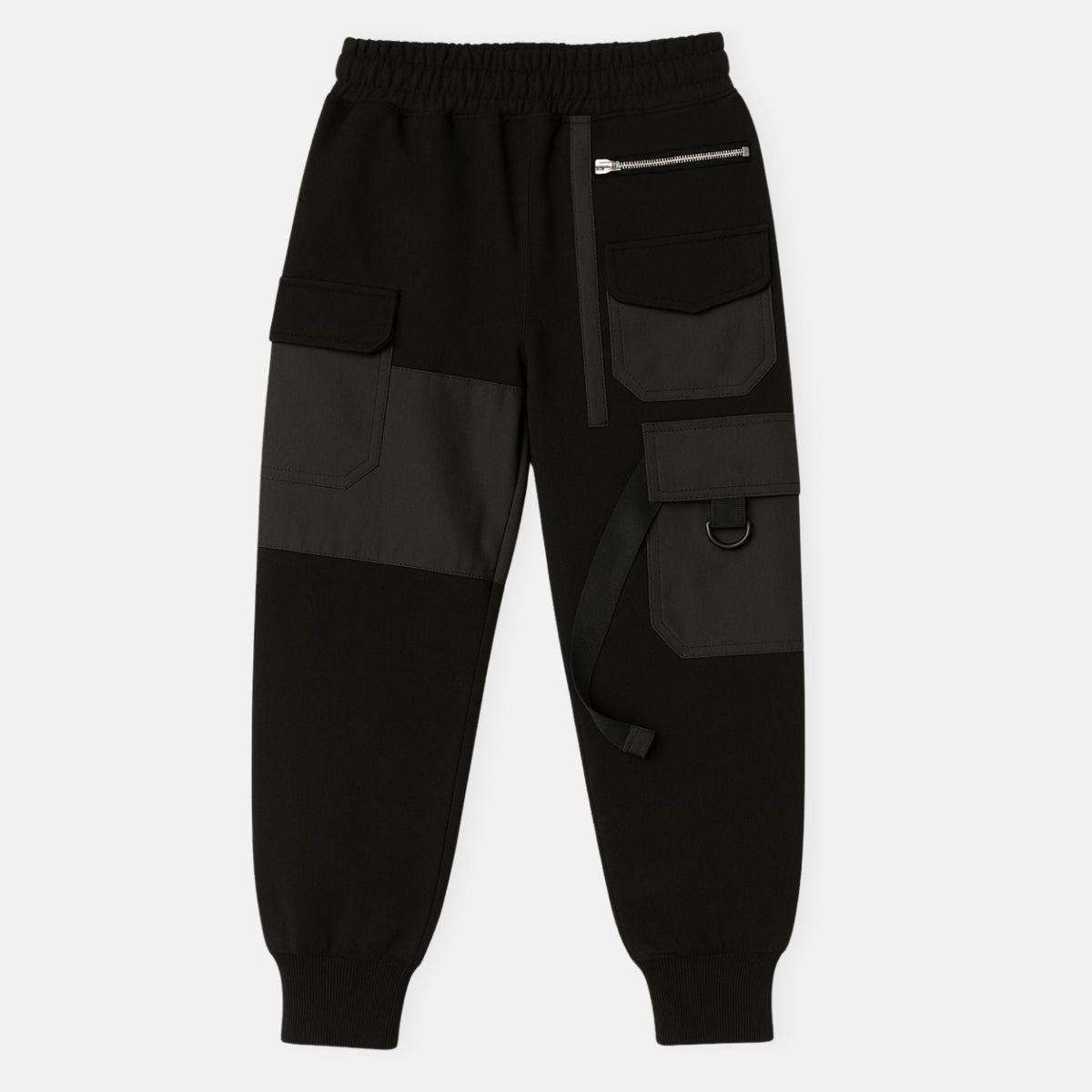 Mi Regalia Pants Black Cargo Jogger Pants – Luxury Kids Streetwear Joggers with Satin Panels &amp; Utility Pockets (Sizes 5Y–10Y) Black Cargo Joggers | Luxury Kids Streetwear Pants