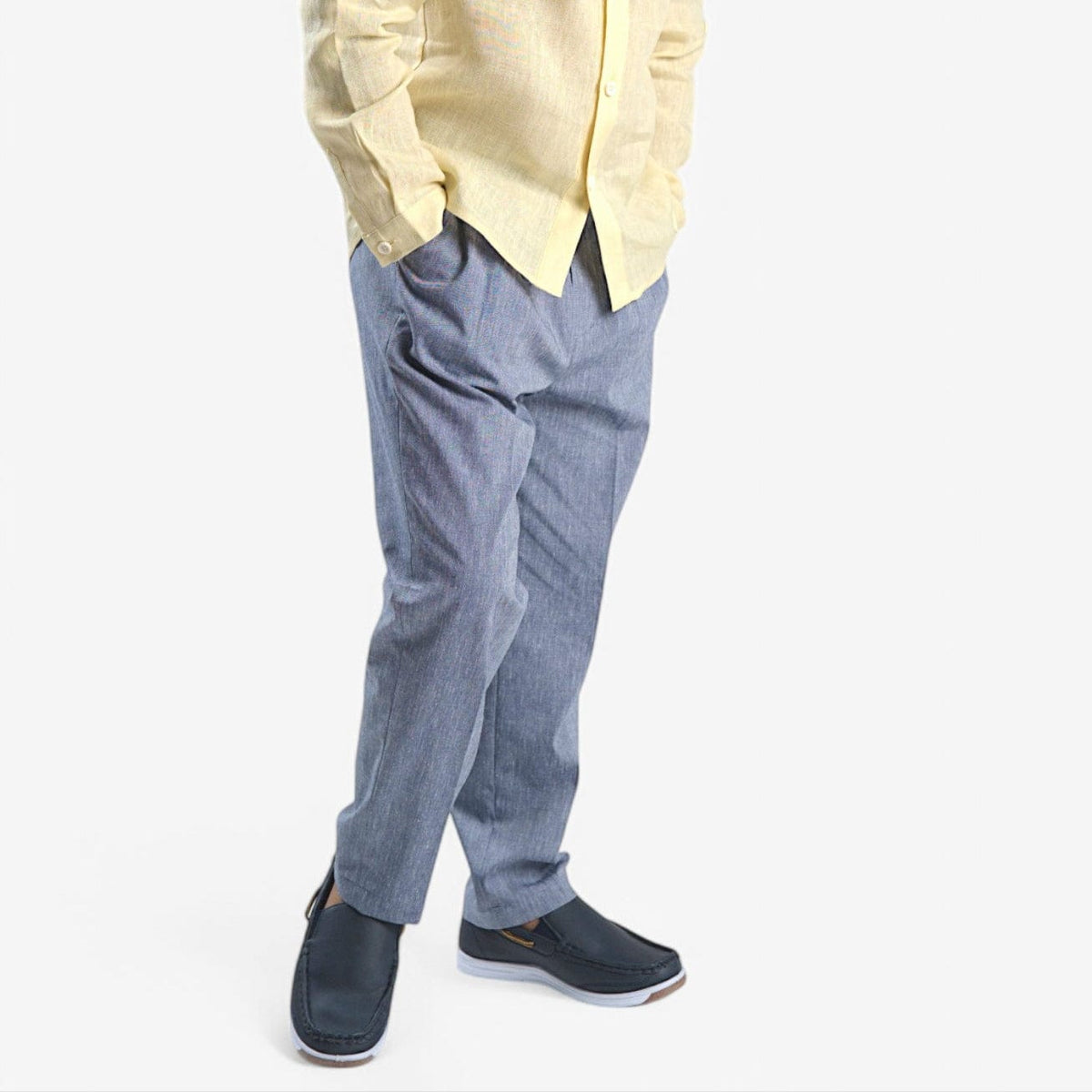 Mi Regalia Pants Darcy Ultra-Soft Slate Blue Linen Trousers Darcy Ultra-Soft Slate Blue Linen Trousers