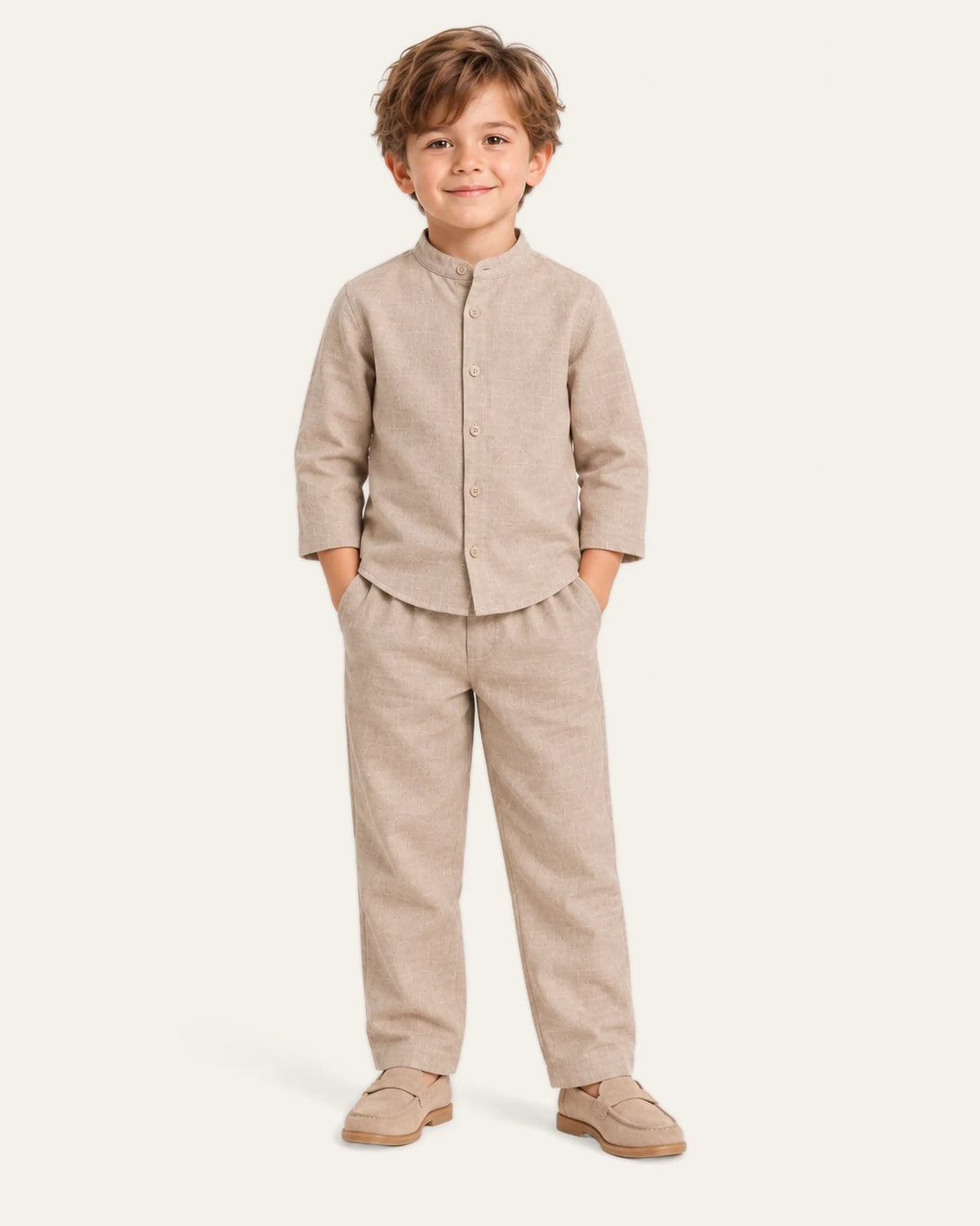 Mi Regalia Sets Dylan Linen Two-Piece Set Dylan Stone Linen Two-Piece Set for Boys | Vacation